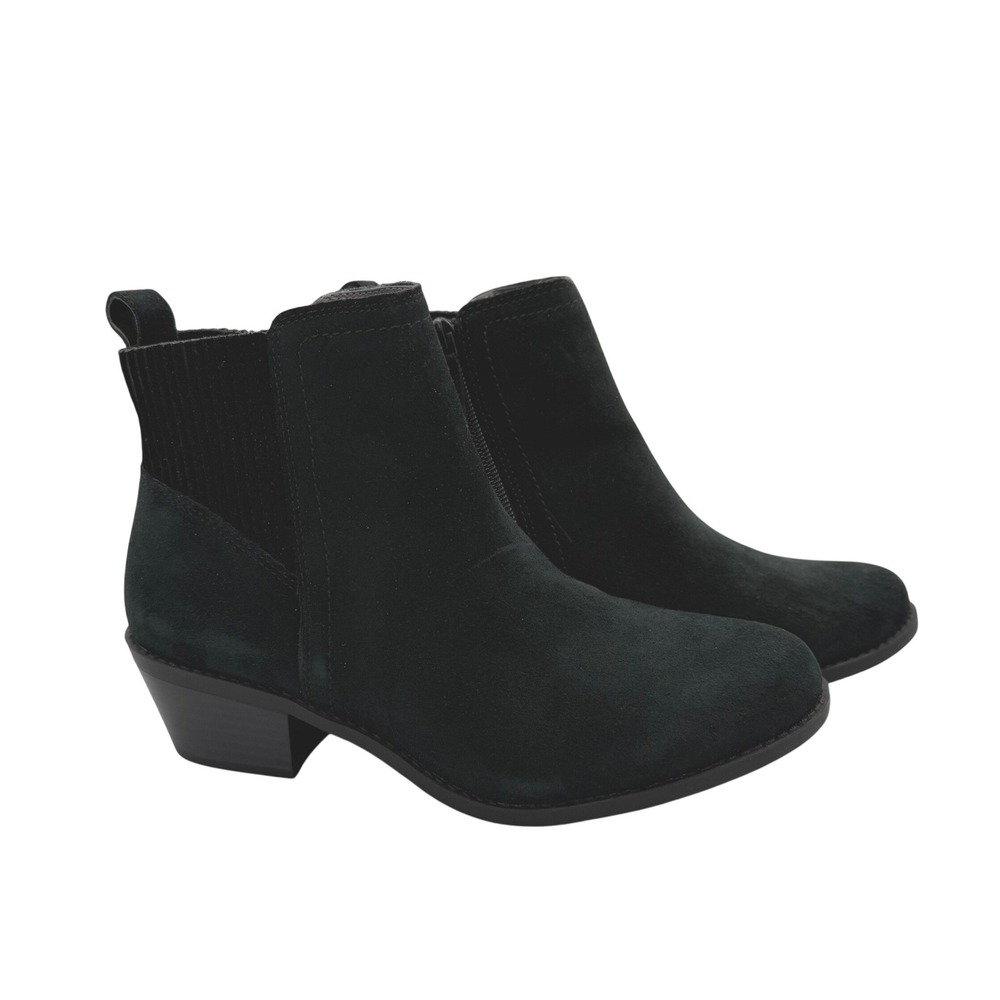 Vionic Devon Black Suede Ankle Booties Size 6.5 Orthotic Comfort